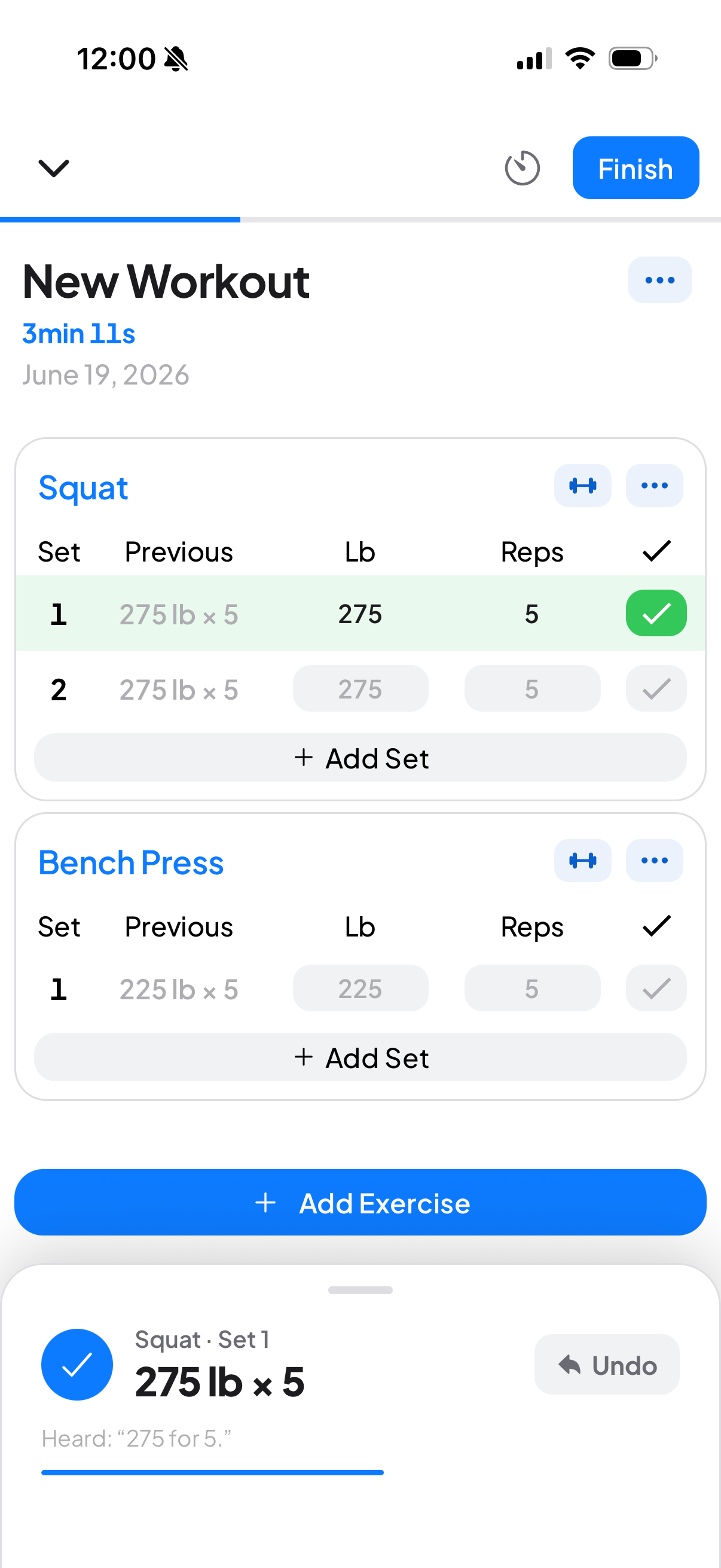 Set logged and checked off