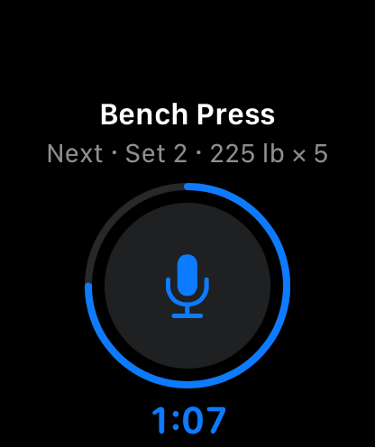 Live rest timer counting down on the watch